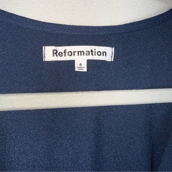 Reformation Rilynn Sleeveless Mini Dress-Button Front-Tie Back-Blue-Size 4 - Picture 4 of 9